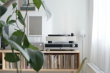 Modern Scandinavian Vinyl Record Player Setup