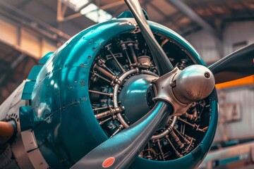 Front of Airplane with Propeller - obrazy, fototapety, plakaty