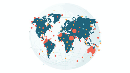 An elegant flat icon of a globe with dotted lines r