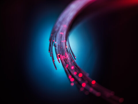 Fibre optics carrying data through the internet.