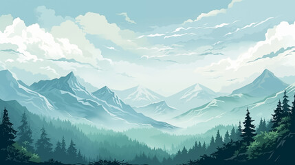 Obraz premium Tranquil Mountain Vista with Lush Greenery