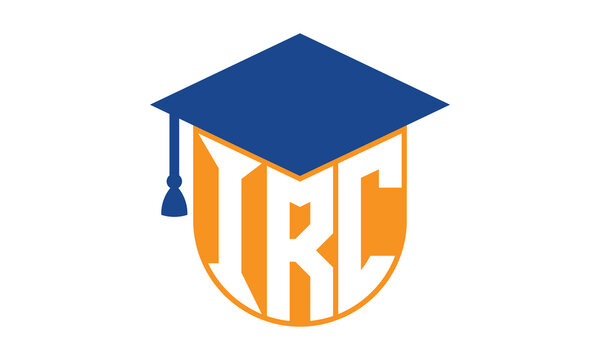 IRC initial letter academic logo design vector template. school college logo, university logo, graduation cap logo, institute logo, educational logo, library logo, teaching logo, book shop, varsity	
