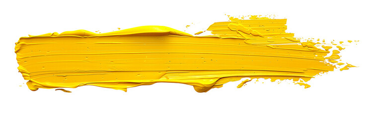 Stroke of yellow paint texture, isolated on transparent background