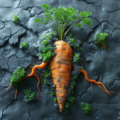 A carrot depicted in 3D