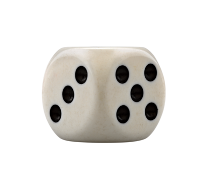 Old and used dice isolated on white background