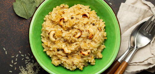 Ven Pongal (Khara Pongal), traditional Indian savoury rice dish made during celebrating Pongal...