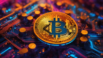 Fototapeta na wymiar Bitcoin technology and business concept Cryptocurrency bitcoin