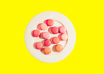 colorful macaroons  on the plate - 757233521