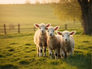 Naklejka na ściany i meble lambs in the field