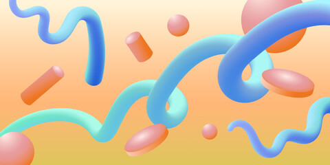 Obraz premium Realistic 3d abstract background with different colored shapes. 3D background for your design