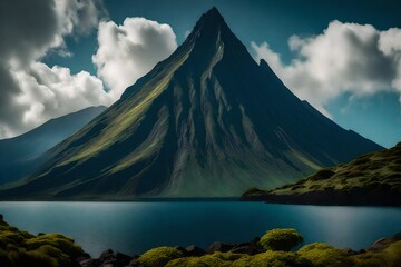 mountain and lake generated by AI technology  