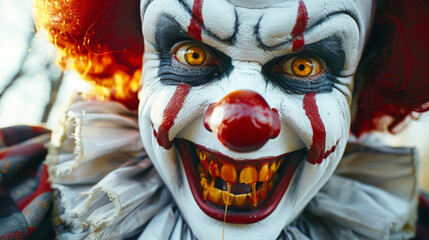 Close-Up of a Clowns Face - obrazy, fototapety, plakaty