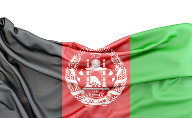 Flag of Afghanistan isolated on white background with copy space above. 3D rendering