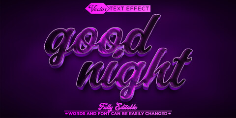 Purple Good Night Vector Editable Text Effect Template