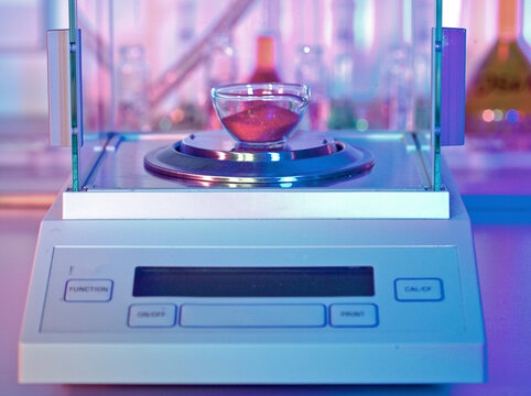 Precision balance scale in a laboratory setting
