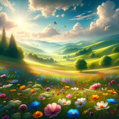 푸른 들판과 하늘