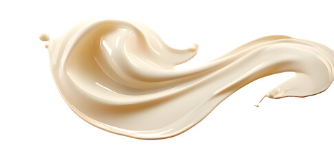 White pure cream or serum bottle mock up with cosmetic cream fluid splash isolated on transparent background