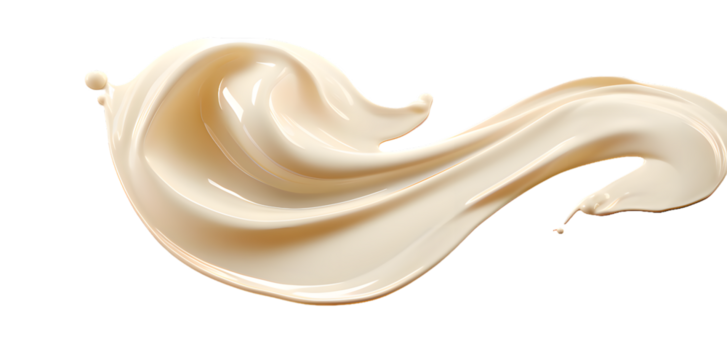 White pure cream or serum bottle mock up with cosmetic cream fluid splash isolated on transparent background