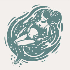 Pregnant Woman illustration_Pregnant woman in swimming pool