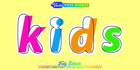 Colorful Cartoon Kids Vector Editable Text Effect Template
