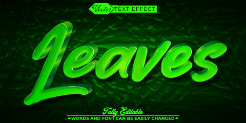 Cartoon Green Natural Leaves Vector Editable Text Effect Template