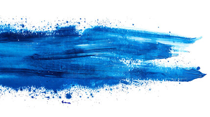 Watercolor brush strokes in shades of blue isolated on a white background.