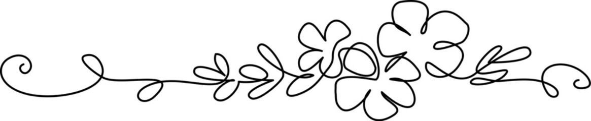 Flowers decoration row border. Continuous one line drawing. - 757239598