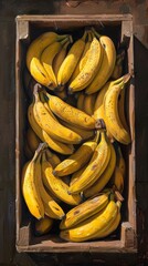 Wooden Box Filled With Ripe Bananas