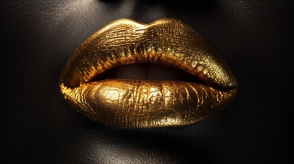 Womans Gold Lipstick With Black Background