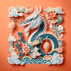 Traditional Chinese Paper Cut Dragon: