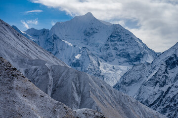 Snowy Peaks of the Himalayas on the Trail to Kyanjin Ri, Langtang Region, Nepal