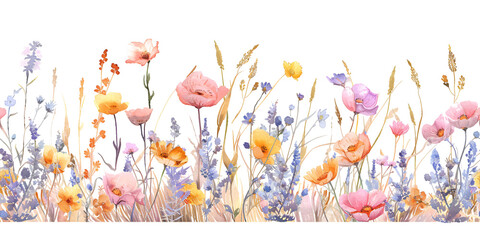 a group of flowers in a field