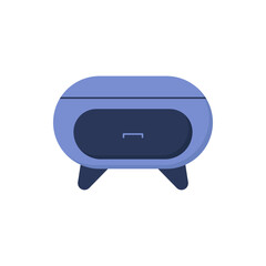 Bedside table vector icon. A cozy bedside table. A colorful bedside table in a simple cute style. Room table top. Place by the bed for things. Home cozy furniture.