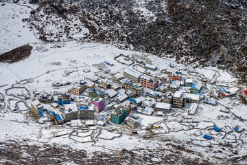 Title: "Winter Twilight Over Kyanjin Gompa Village, Langtang Region, Nepal"

