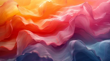 Fotobehang Rainbow Colored Wave Abstract Painting © Viktoriia