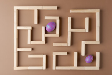 Easter Eggs Hidden in Wooden Maze - 757242581