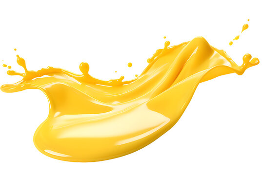 Melted yellow cheese isolated on transparent background. Cheese splash