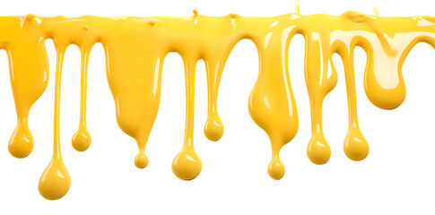 Melted yellow cheese isolated on transparent background. Cheese splash