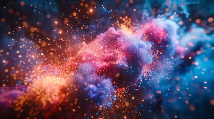 Fireworks explode on a light black background, a banner celebrating moments of joy, vibrant colors lighting up the night, AI Generative