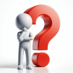 3d man with red question mark