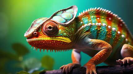 Obraz premium Chameleon on background, colorful fantasy animal