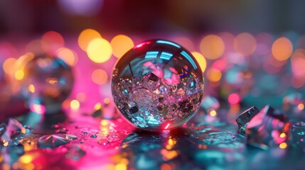 miniature crystal ball with toy vibes in isometric perspective