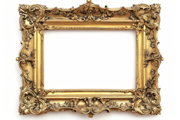 antique gold photo frame isolated on white background,vintage frame