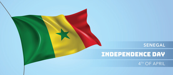 Senegal happy independence day greeting card, banner vector illustration