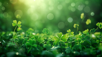 natural green leaves background with St Patrick's Head Cap. - obrazy, fototapety, plakaty