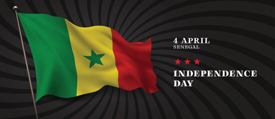 Senegal independence day vector banner, greeting card.