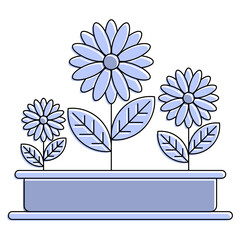 Flowers in a pot line illustration. Flowers icon.
