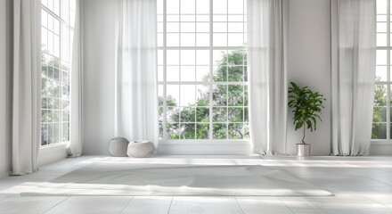 The Harmonious Blend of a Large Window with the Pristine White of an Interior Space