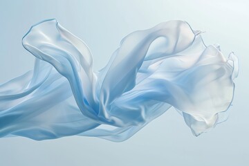 Beautiful fluttering flying blue fabric cloth floating free in air	
