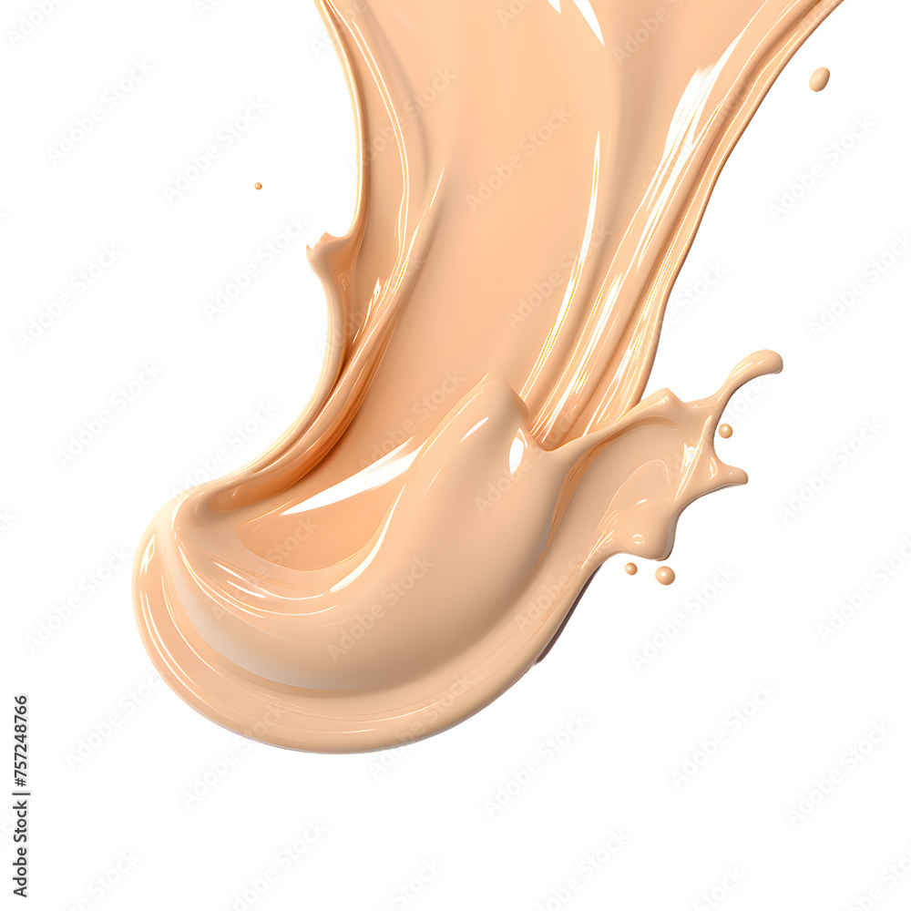 Wall mural Liquid makeup foundation cream splash isolated on transparent background